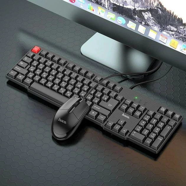 Набір провідний 2в1 клавіатура + мишка HOCO GM16 |ENG/RU| Black - изображение 3