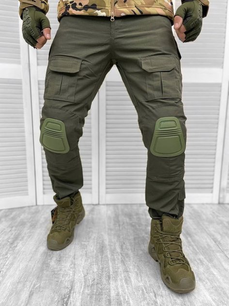 Тактические военные боевые штаны с наколенниками, Камуфляж: Олива, Размер: L - изображение 1