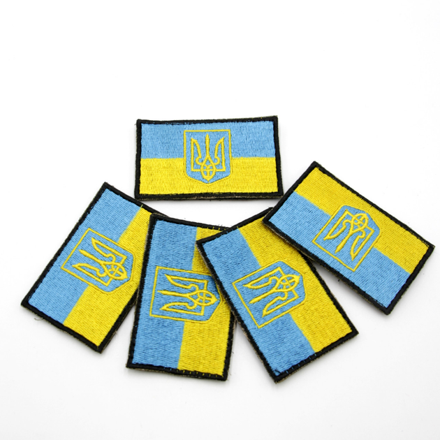 Шеврон с гербом Украины 8*5см, прапор желто-голубой нашивка с липучкой ЗСУ качественный шеврон армейский - изображение 2