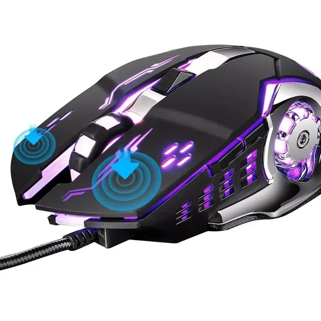 Проводная компьютерная игровая мышка с подсветкой Gaming Mouse X6 черный - изображение 3
