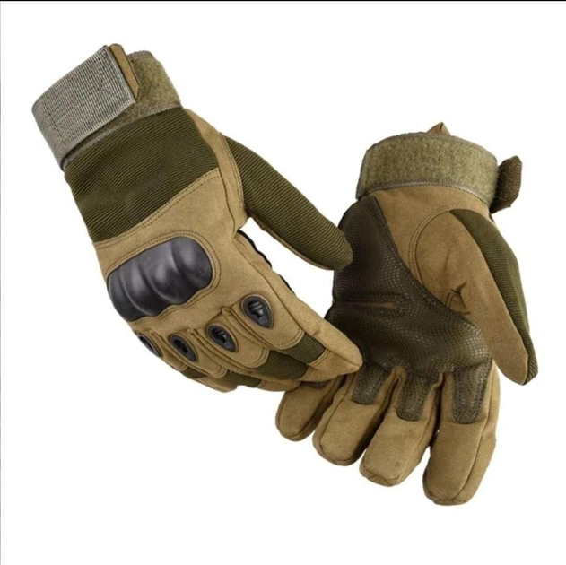 Мужские Армейские Тактические Перчатки с Ударными Вставками Полнопалые Олива М - изображение 1