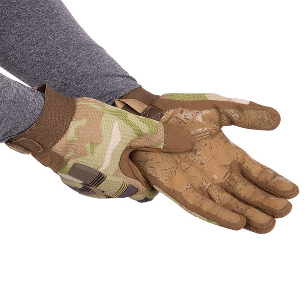 Перчатки тактические с закрытыми пальцами Zelart 8799 размер L Camouflage Multicam - зображення 2
