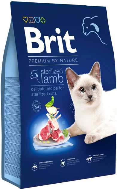 Sucha karma dla kotów sterylizowanych BRIT Premium by Nature Sterilized z jagnięciną 8 kg (8595602553242) - Zdjęcie 1 Sucha karma dla kotów sterylizowanych BRIT Premium by Nature Sterilized z jagnięciną 8 kg (8595602553242) - obraz 1