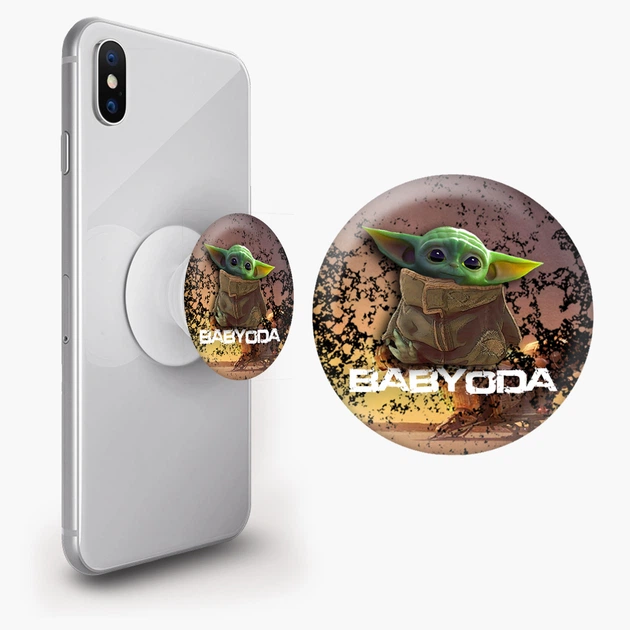 Попсокет (Popsockets) держатель для смартфона Бейбы Йода (8754-1326-WT) Белый - изображение 2