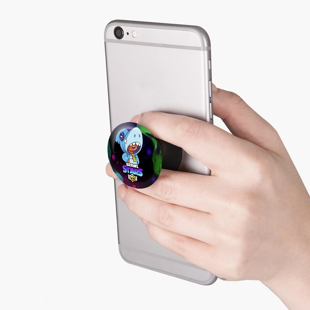 Попсокет (Popsockets) тримач для смартфона Леон Акула Бравл Старс (Leon Shark Brawl Stars) (8754-1016-BK) Чорний - зображення 3