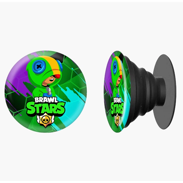 Попсокет (Popsockets) держатель для смартфона Леон Браул Старс (Leon Brawl Stars) (8754-1015-BK) Черный - изображение 8