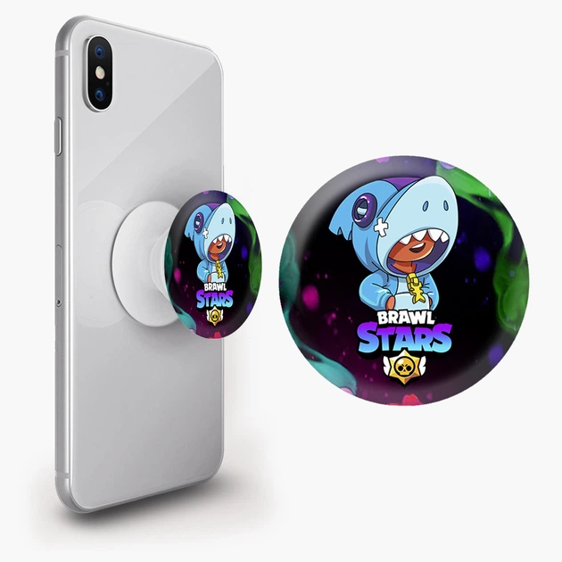 Попсокет (Popsockets) держатель для смартфона Леон Акула Браул Старс (Leon Shark Brawl Stars) (8754-1016-WT) Белый - Фото 2 Попсокет (Popsockets) держатель для смартфона Леон Акула Браул Старс (Leon Shark Brawl Stars) (8754-1016-WT) Белый - изображение 2
