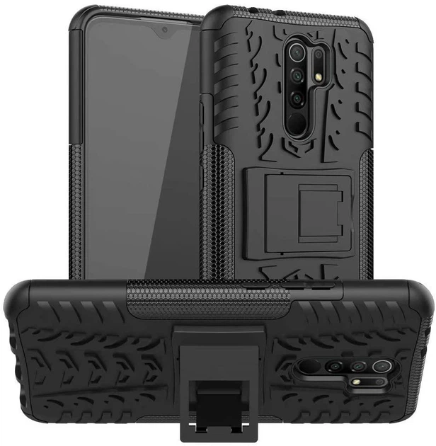 Чехол Armor для Xiaomi Redmi 9 бампер противоударный с подставкой Black - Фото 1 Чехол Armor для Xiaomi Redmi 9 бампер противоударный с подставкой Black - изображение 1