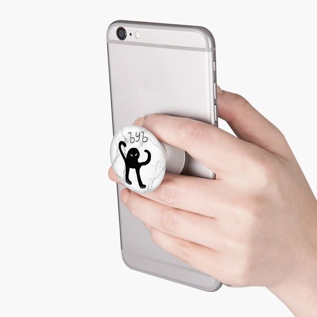 Попсокет (Popsockets) держатель для смартфона черный кот (8754-1331-WT) Белый - Фото 2 Попсокет (Popsockets) держатель для смартфона черный кот (8754-1331-WT) Белый - изображение 2