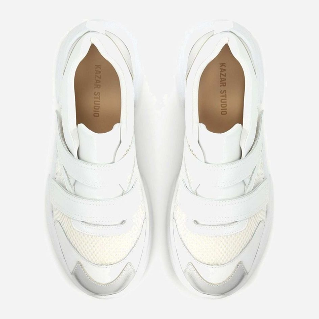 Sneakersy damskie z siatki na grubej podeszwie do kostki na rzepy Kazar 62004-27-97 39 25 cm Białe (5903387809219) - obraz 3