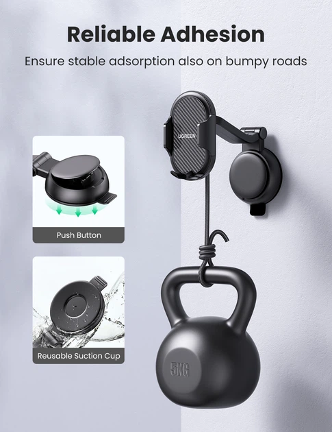 Uchwyt samochodowy do telefonu Ugreen LP405 Waterfall-Shaped Suction Cup Phone Mount Black (UGR-20473) - Zdjęcie 4 Uchwyt samochodowy do telefonu Ugreen LP405 Waterfall-Shaped Suction Cup Phone Mount Black (UGR-20473) - obraz 4