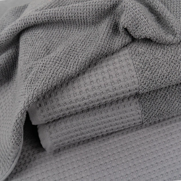 Полотенце для лица и рук Вафельний Бордюр GM Textile 50х90см 500г/м2 (Серый) - изображение 2