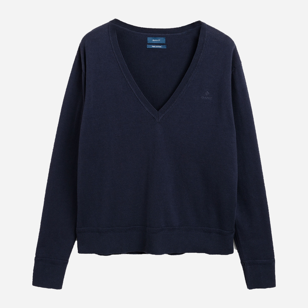 Пуловер жіночий GANT Light Cotton V Neck 4801516 XL Синій (7325705657575) - зображення 3