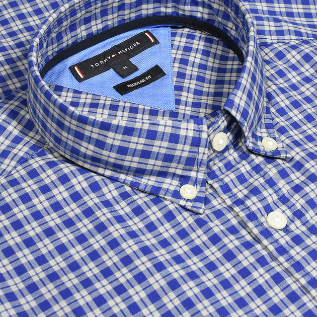 Koszulka Tommy Hilfiger Basic Check Shirt MW0MW12159 S Niebieska (8719859479531) - obraz 7
