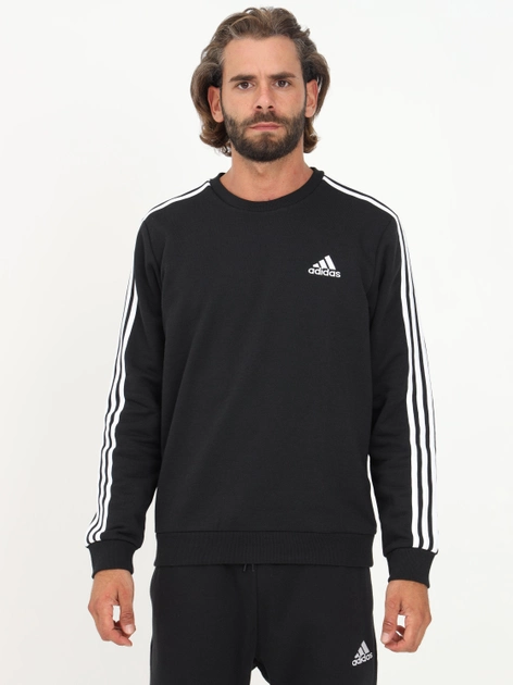 Світшот утеплений чоловічий Adidas 3 Stripe Fleece Sweater GK9106 2XL Чорний (4064045348387 ) - зображення 1