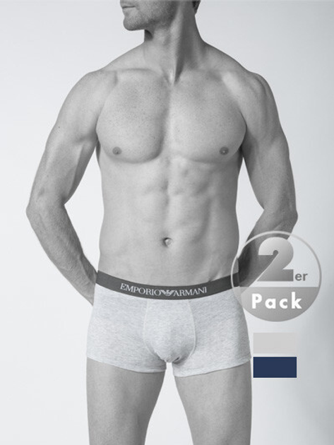 Bokserki Emporio Armani CC722-111613 L 2 szt Niebieskie/Szare (8051495537825) - obraz 5