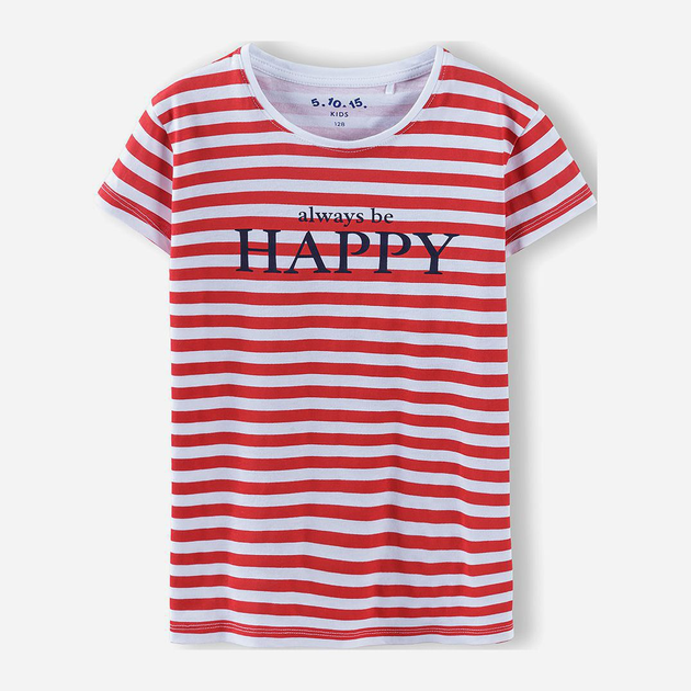 T-shirt dziecięcy dla dziewczynki 5.10.15 Mix And Match 3I4033 110 cm Biały/Czerwony (5902361959209) - obraz 1