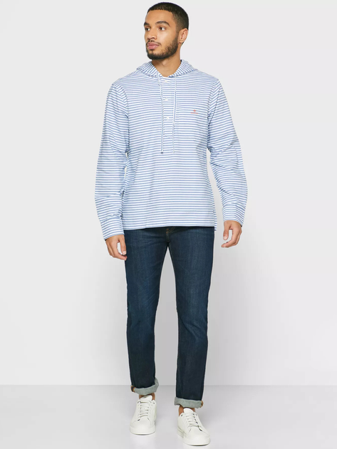 Bluza z kapturem GANT Gbpord Stripe Pop Reg Hood 3013124 M Bright Cobalt (7325705704583) - obraz 4