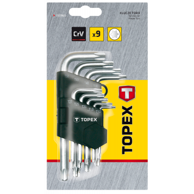 Набор инструментов Topex ключи шестигранные Torx T10-T50, набор 9 шт.1 уп. (35D960) - изображение 3