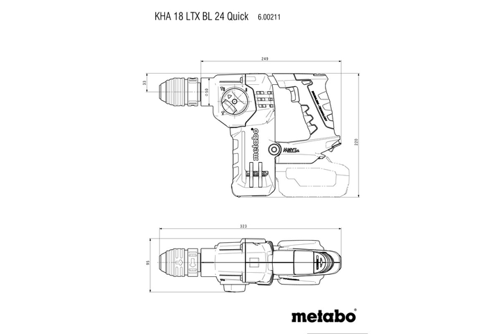 Аккумуляторный перфоратор Metabo KHA 18 LTX BL 24 Quick Set ISA, 18 В, Каркас (Кейс) 600211900 (5911) - изображение 3