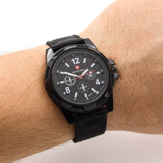 Рюкзак городской SwissGear-Black универсальный, для ноутбука, туристический с чехлом от дождя, разъем USB и для наушников Черный + Мужские кварцевые часы SwissArmy - изображение 6