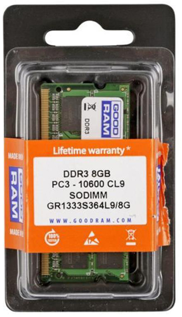 Оперативная память Goodram SODIMM DDR3-1333 8192MB PC3-10600 ...