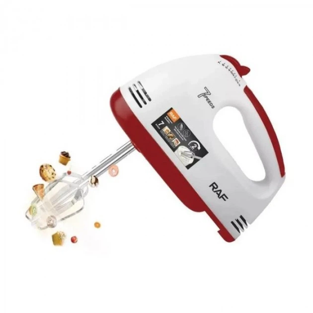 Ручной миксер RAF R-6633W Кухонный 7 скоростей 260 Вт Белый с красным - изображение 1