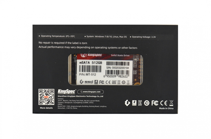 Твердотельный накопитель KingSpec mSATA SSD 512GB - изображение 2