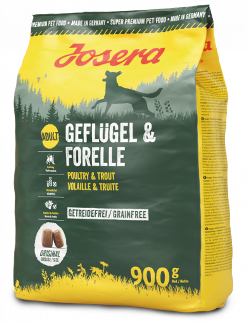 Сухой без зерновой корм для собак Josera Geflügel & Forelle с домашней ...
