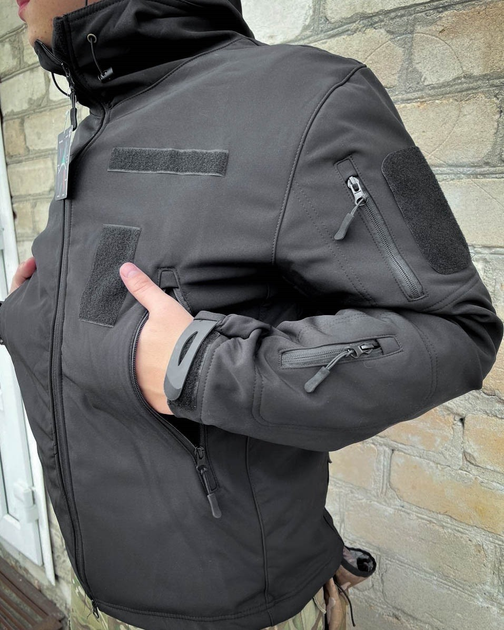 Куртка тактична Альфа Софтшел фліс L чорна - изображение 1