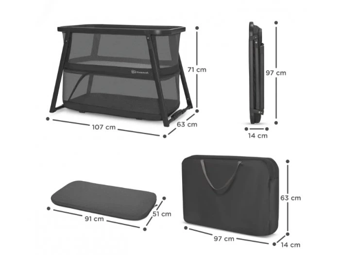 Кровать-манеж 4 в 1 Sofi Plus Grey, Kinderkraft (серый) - изображение 2