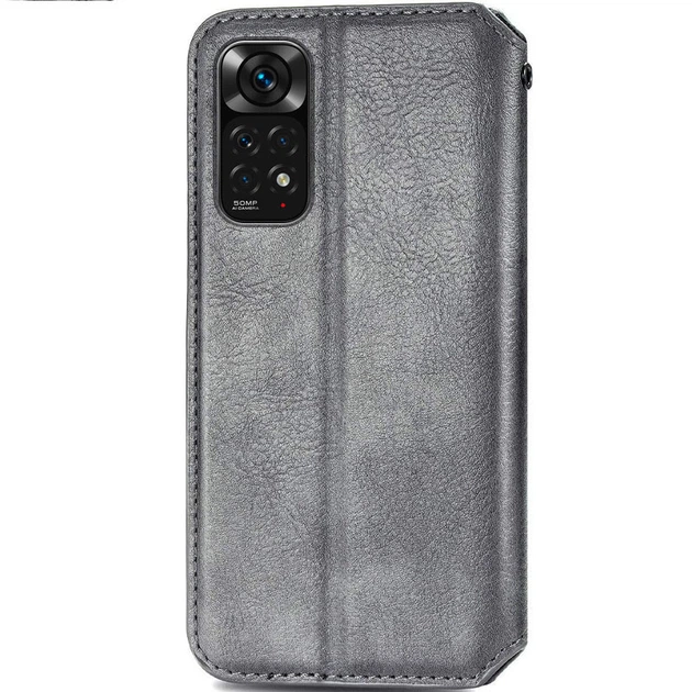 Шкіряний чохол-книжка GETMAN Cubic для Xiaomi Redmi Note 11 (Global) / Note 11S Сірий - зображення 2