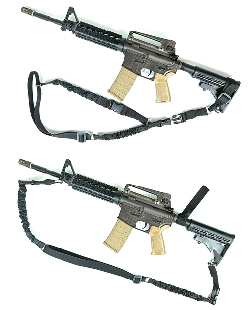 Ремінь збройовий Palianytsia Advanced одноточковий-двоточковий універсальний з дод. кріпленням на приклад чорний - зображення 2