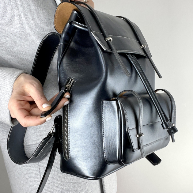 Люксовый серый женский рюкзак из натуральной кожи Lamponi Backpack City ...