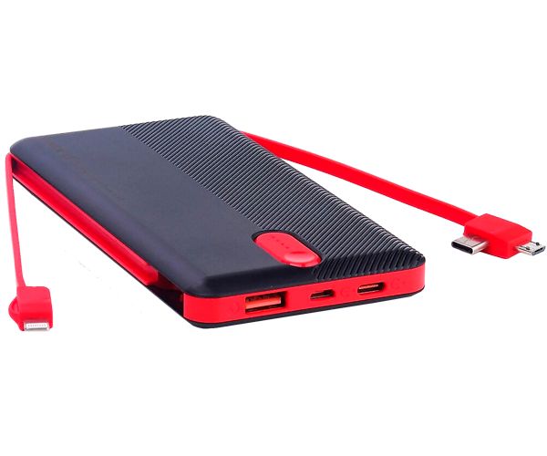 Повербанк Power Bank Sword SW-20PO3 20000 mAh Micro USB / Lightning / Type-C чорно-червоний (24409-SW20PO3_1091) - зображення 6