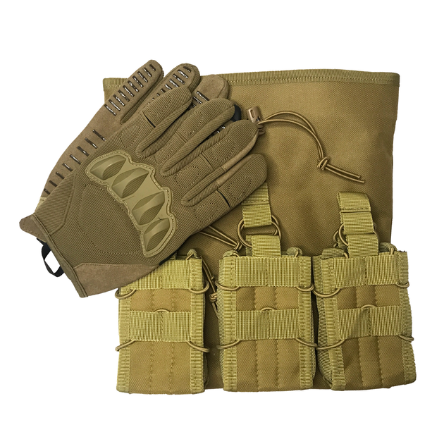 Комплект подсумков для магазинов AK/AR и перчатки тактические полнопалые c защитой UADefence - изображение 1