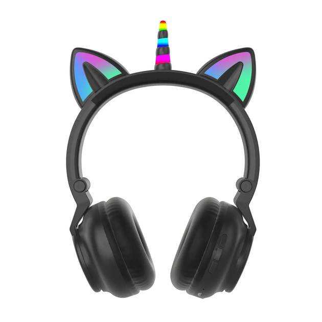 Беспроводные наушники Единорог с кошачьими Ушками Bluetooth Cat STN-27 с микрофоном и MP3 плеером RGB подсветка + слот для SD-карты Черные - Фото 5 Беспроводные наушники Единорог с кошачьими Ушками Bluetooth Cat STN-27 с микрофоном и MP3 плеером RGB подсветка + слот для SD-карты Черные - изображение 5