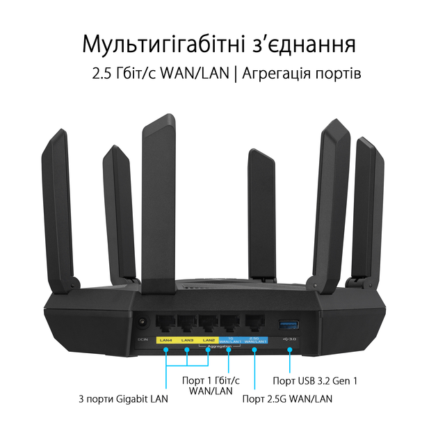 Маршрутизатор Asus RT-AXE7800 WiFi 6E / AX7800 / 2.5G Ethernet / WAN/LAN - зображення 13