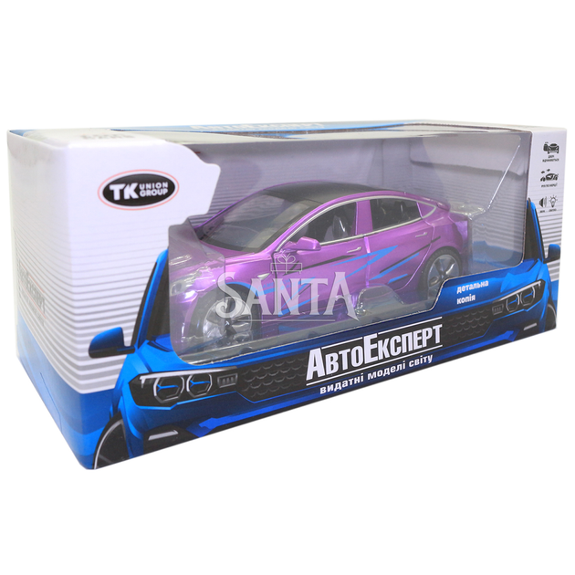 Машинка металлическая Tesla «AutoExpert» Тесла фиолетовый звук свет 15*5*7 см (12803W) - изображение 7