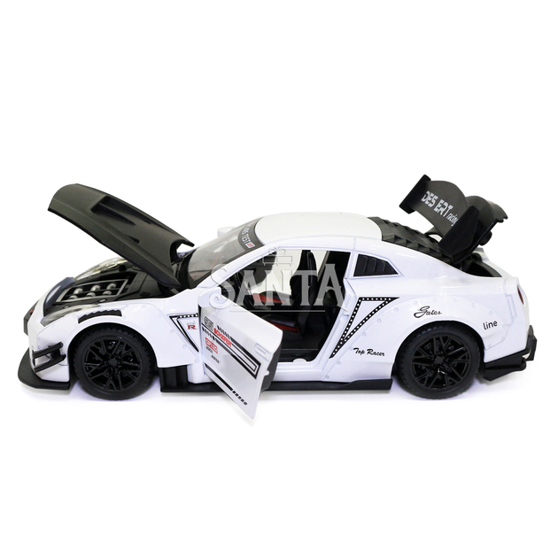 Игрушечная машинка металлическая Nissan GT-R «АвтоЕксперт» Ниссан ГТ-Р белый звук свет 20*6*9 см (GT-2247) - изображение 7