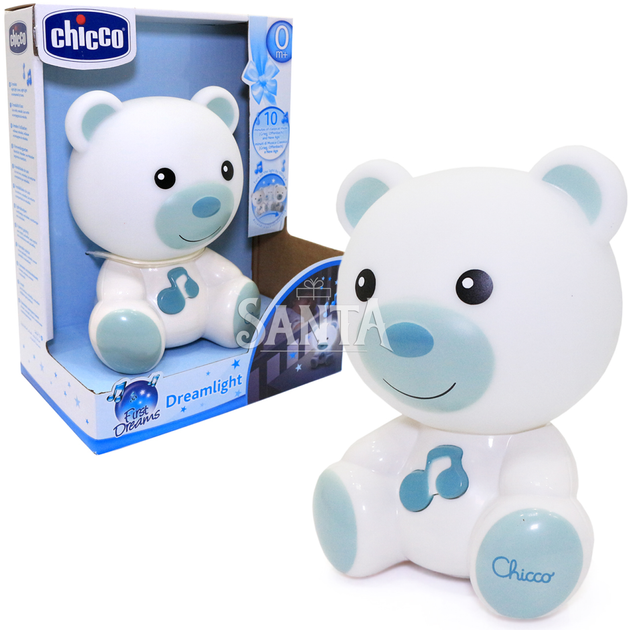Іграшка нічник музичний Ведмедик Dreamlight Chicco блакитний 14*10*9 см (09830.20) - Фото 1 Іграшка нічник музичний Ведмедик Dreamlight Chicco блакитний 14*10*9 см (09830.20) - зображення 1