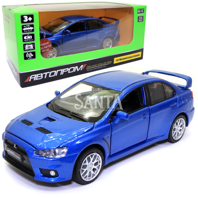Игрушечная машинка металлическая «Mitsubishi Lancer Evolution» Автопром Митсубиси, синий, 14*5*5 см, (68462) - Фото 1 Игрушечная машинка металлическая «Mitsubishi Lancer Evolution» Автопром Митсубиси, синий, 14*5*5 см, (68462) - изображение 1