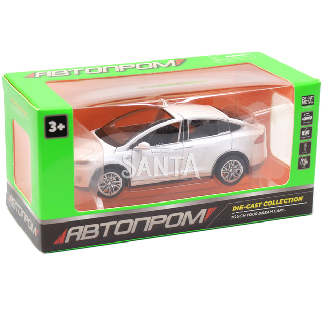 Машинка игровая автопром Tesla металл, 16, белый, свет, звук, двери открываются (6603) - изображение 2