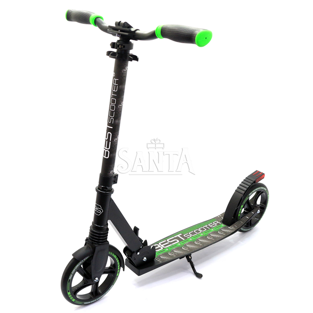 Самокат двухколесный Best Scooter, зеленый, тормоз со светом, PU 20 см, до 100 кг, (86125) - изображение 2