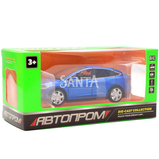 Машинка игровая автопром Tesla металл, 16, синий, свет, звук, двери открываются (6603) - изображение 2