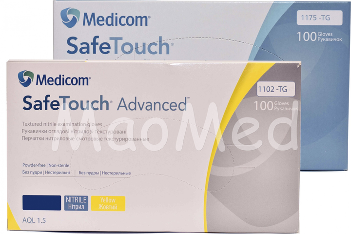 Рукавички нітрилові Medicom Blue and Yellow текстуровані без пудри блакитні та жовті розмір XS 200 шт (3,6 г.) - зображення 2