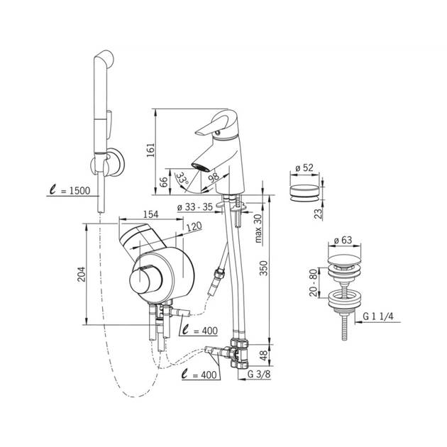 Смеситель для раковины термостатический с лейкой Oras Optima 2705F ...
