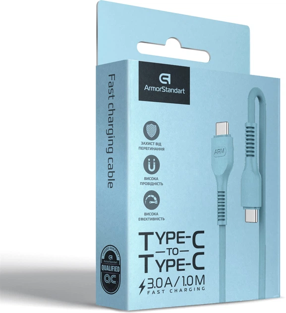 Кабель ArmorStandart AR88 Type-C to Type-C 3A 1 м Blue (ARM65292) - изображение 5