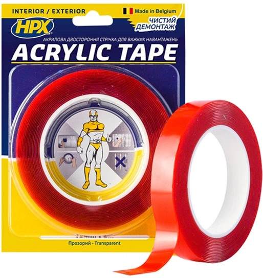 Двостороння акрилова стрічка HPX Acrylic Tape 19 мм х 5 м Прозора (TT1905) - Фото 1 Двостороння акрилова стрічка HPX Acrylic Tape 19 мм х 5 м Прозора (TT1905) - зображення 1