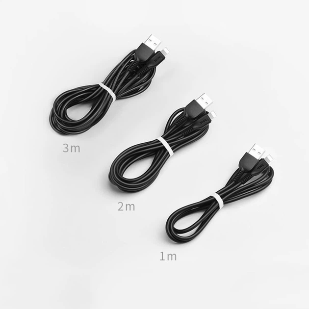 Кабель HOCO X20 USB to iP 2.4A, 1m, PVC, TPE connectors, Black (6957531068808) - Фото 5 Кабель HOCO X20 USB to iP 2.4A, 1m, PVC, TPE connectors, Black (6957531068808) - изображение 5